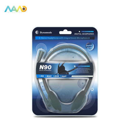 Dynamode N90 Stereo Headphones with Boom Mic - PC/MAC VoIP Ready