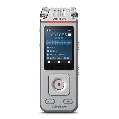 Philips Voice Tracer Audio Recorder DVT4110/00 Digital Notes Three Fidelity Microphone Rechargeable Battery Smartphone App