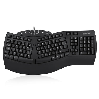 Perixx 11524 PERIBOARD-512 Wired Ergonomic Natural Split Keyboard with 7 Multimedia Keys, Black, UK Layout