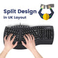 Perixx 11524 PERIBOARD-512 Wired Ergonomic Natural Split Keyboard with 7 Multimedia Keys, Black, UK Layout